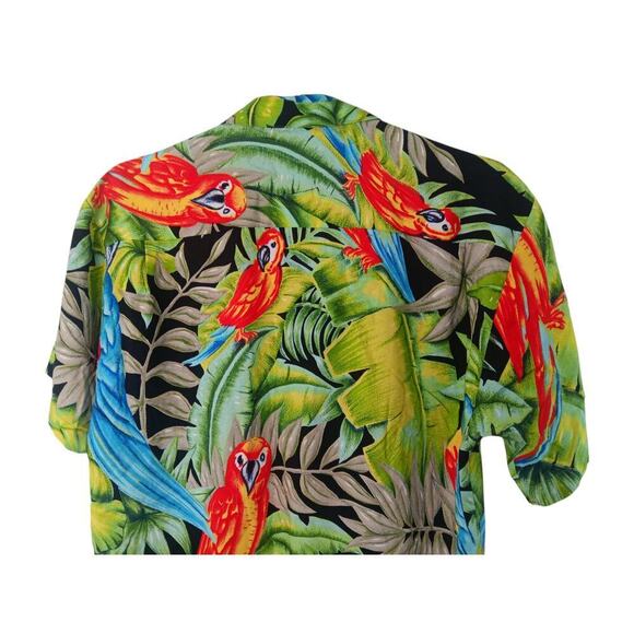 Pineapple Connection Hawaiian Shirt Mens Large Parrot Tropical Rayon Aloha Luau - Picture 9 of 12